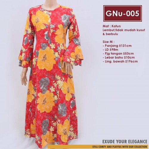 GNu-005 Elena Dress - Gamis Katun