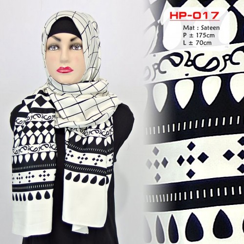 HP-017 Pashmina Satin Monochrome